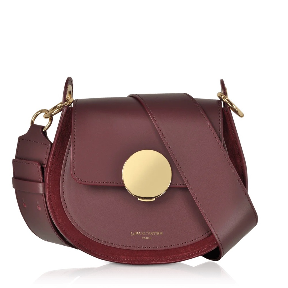 Le Pavé Center Burgundy Leather Crossbody Bag with Gold Accent